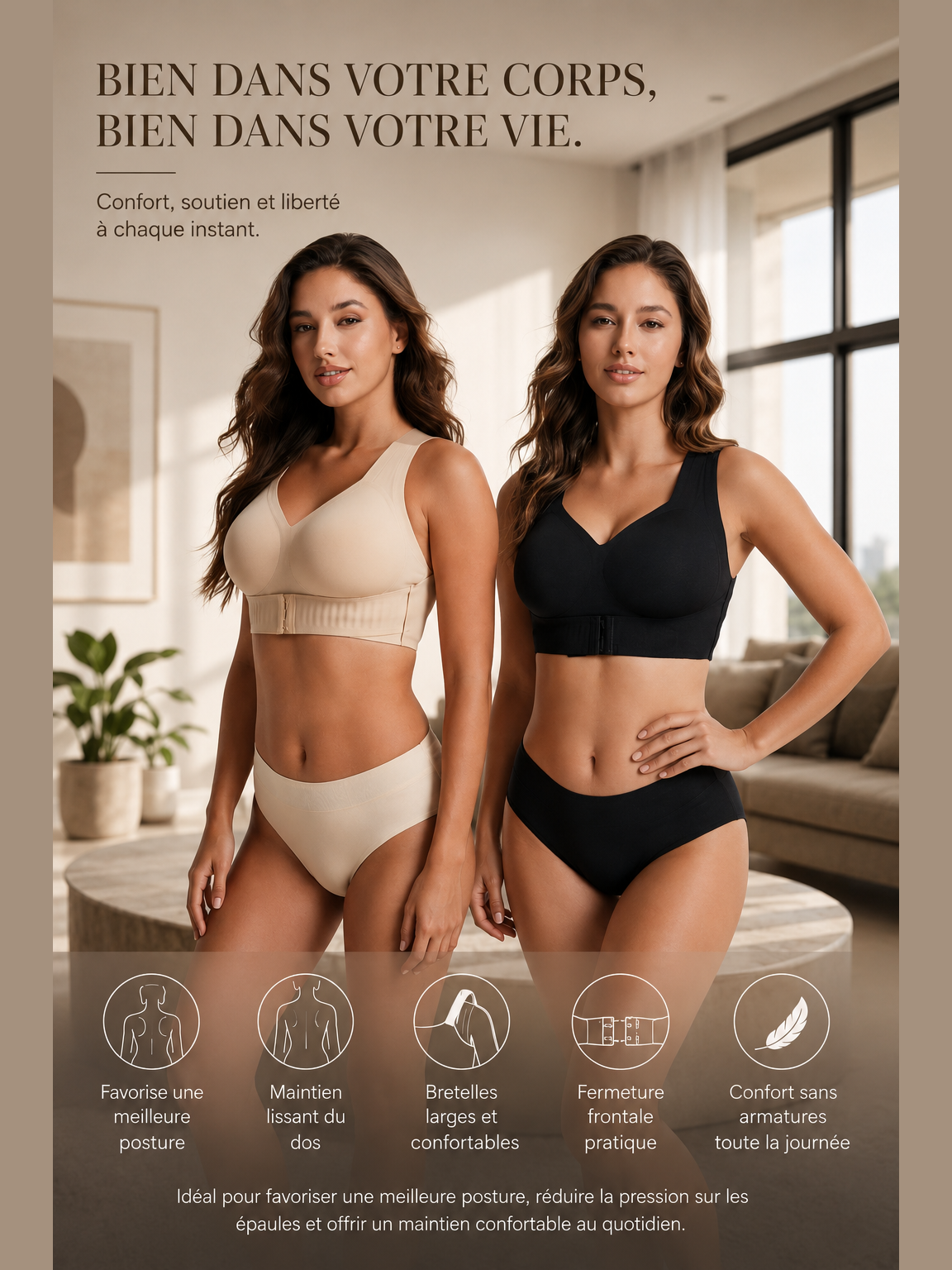 La brassière Bywommen en noir et nude